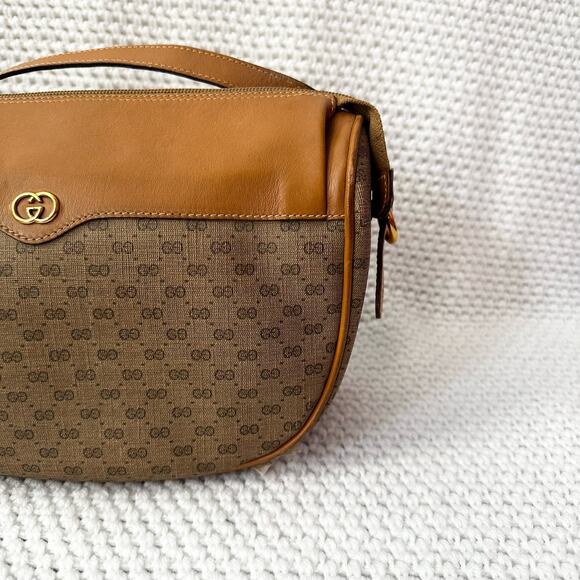 Gucci Vintage 70s Era Micro GG Monogram Crossbody Tan Canvas PVC Crossbody Bag - Picture 3 of 16